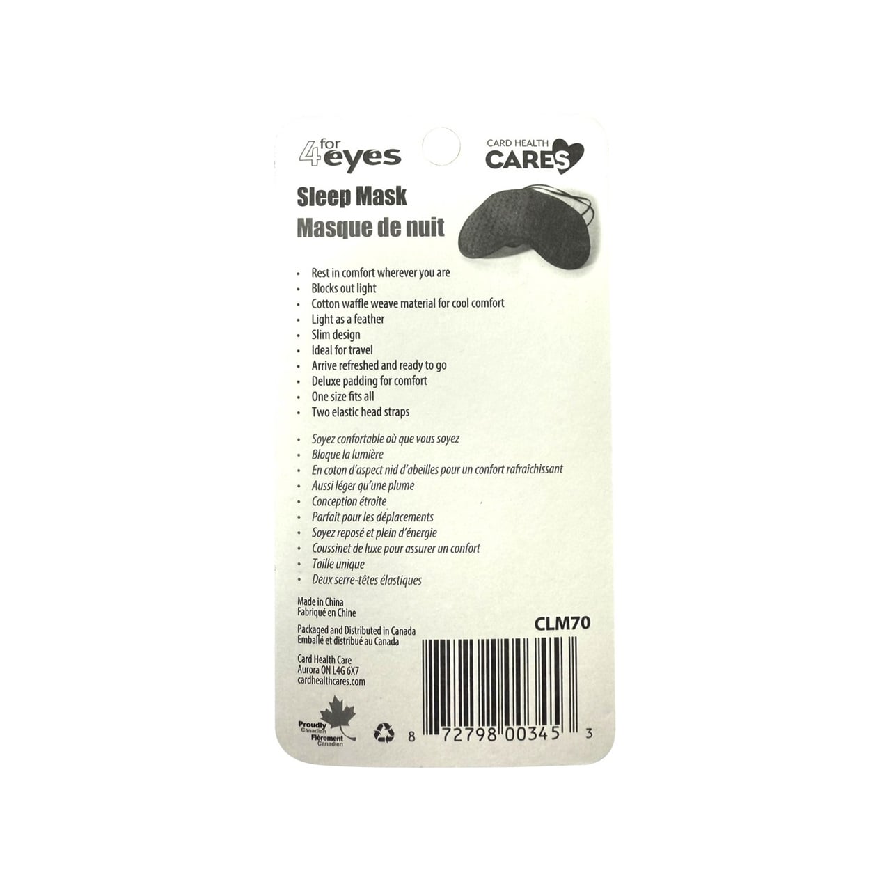 Features for 4Eyes Sleep Mask