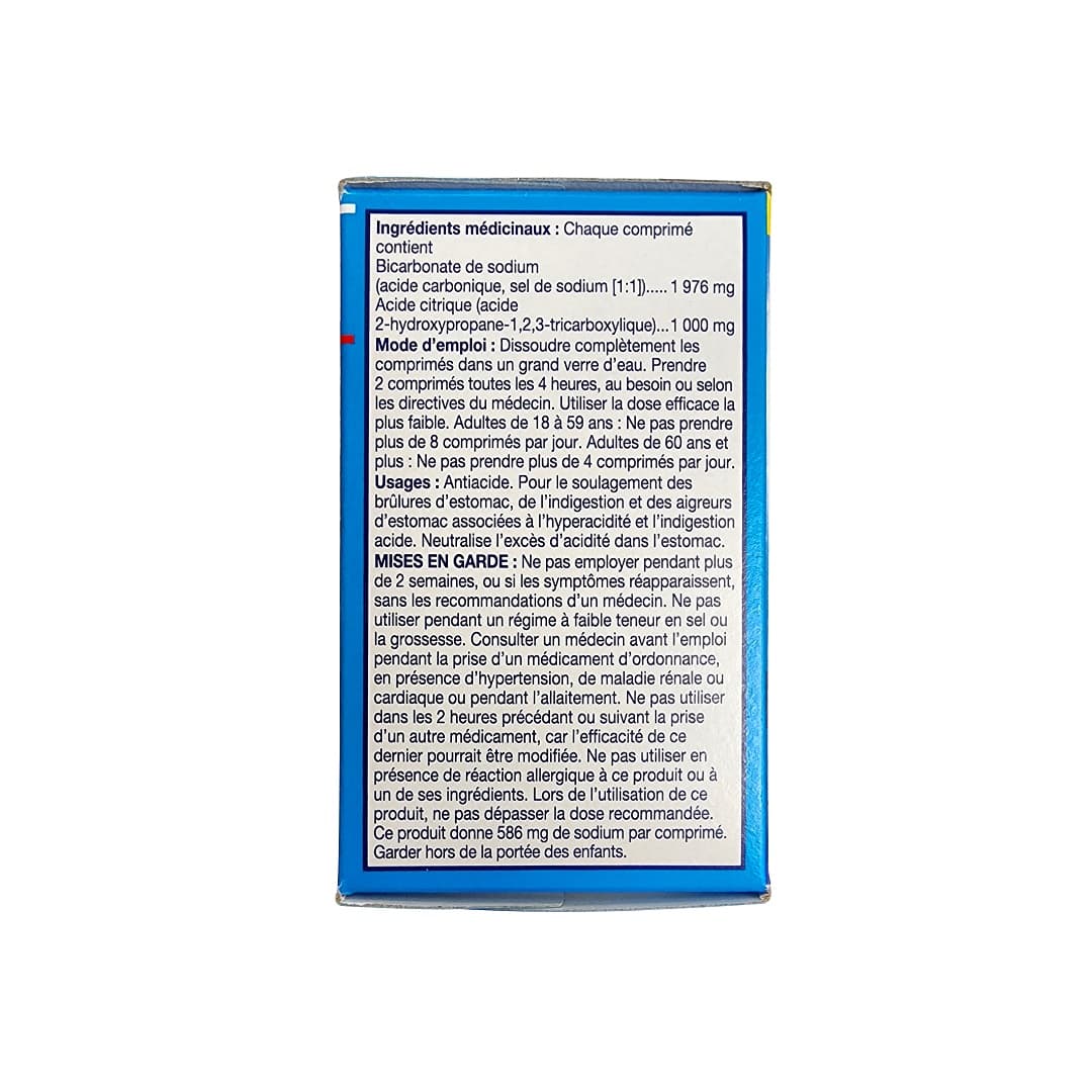 Ingredients, directions, uses, warnings for Alka-Seltzer Extra Strength Antacid Effervescent Tablets (24 tablets) in French