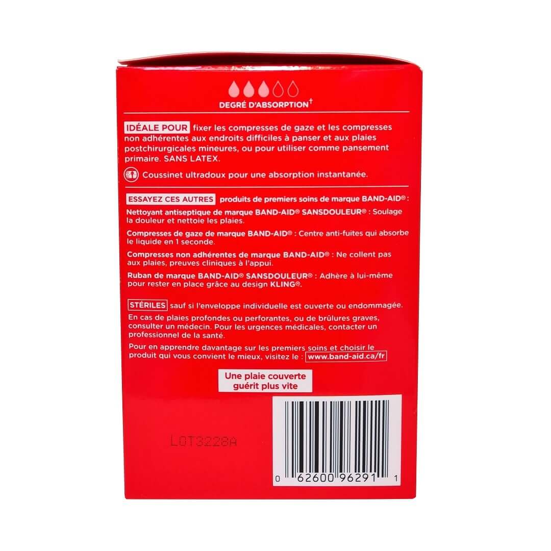 Description and features for Band-Aid Medium Gauze Rolls (5 rolls) in French