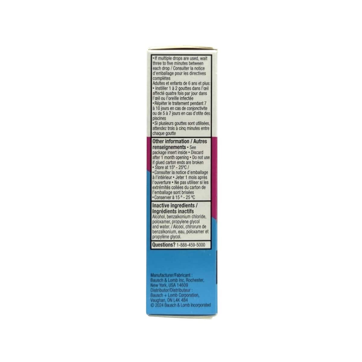 Warnings and Ingredients for Bausch & Lomb Soothe Antibiotic Eye Drops (10 mL)