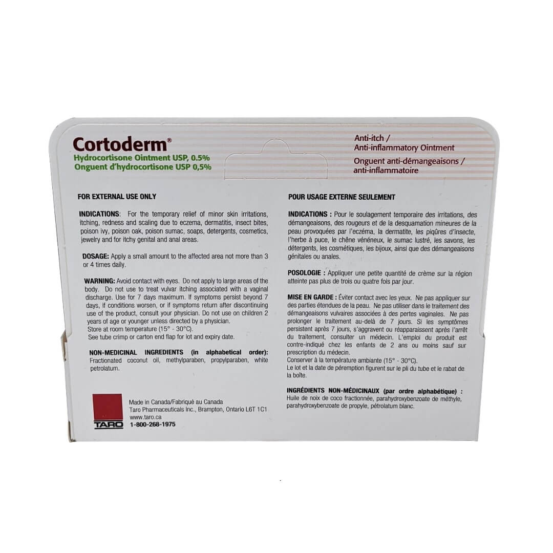 Indications, ingredients, dosage for Taro Cortoderm Hydrocortisone Ointment 0.5%