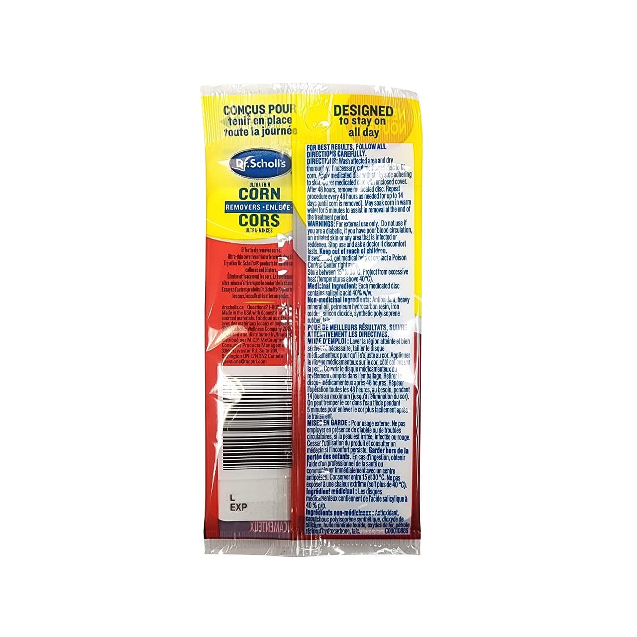 Description, directions, warnings, ingredients for Dr. Scholl's Ultra Thin Corn Removers (9 count)