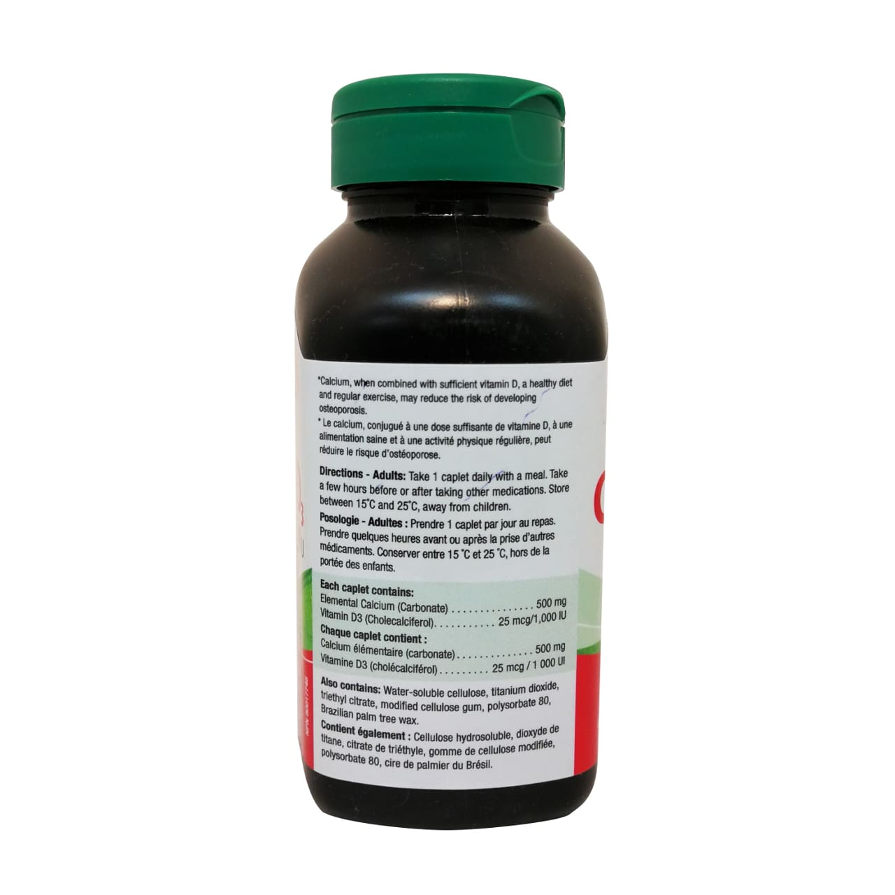 Description, directions, ingredients for Jamieson Calcium (500mg) + Vitamin D3 (1000 IU) (90 caplets)