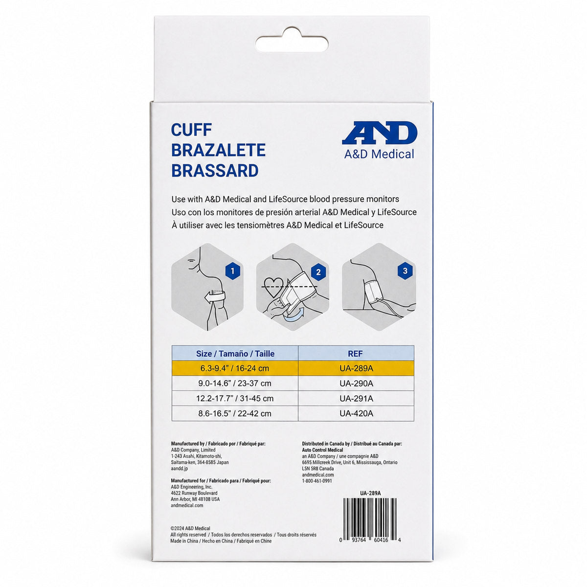 Life Source Blood Pressure Monitor Cuff (Small) UA-289A - Size Chart