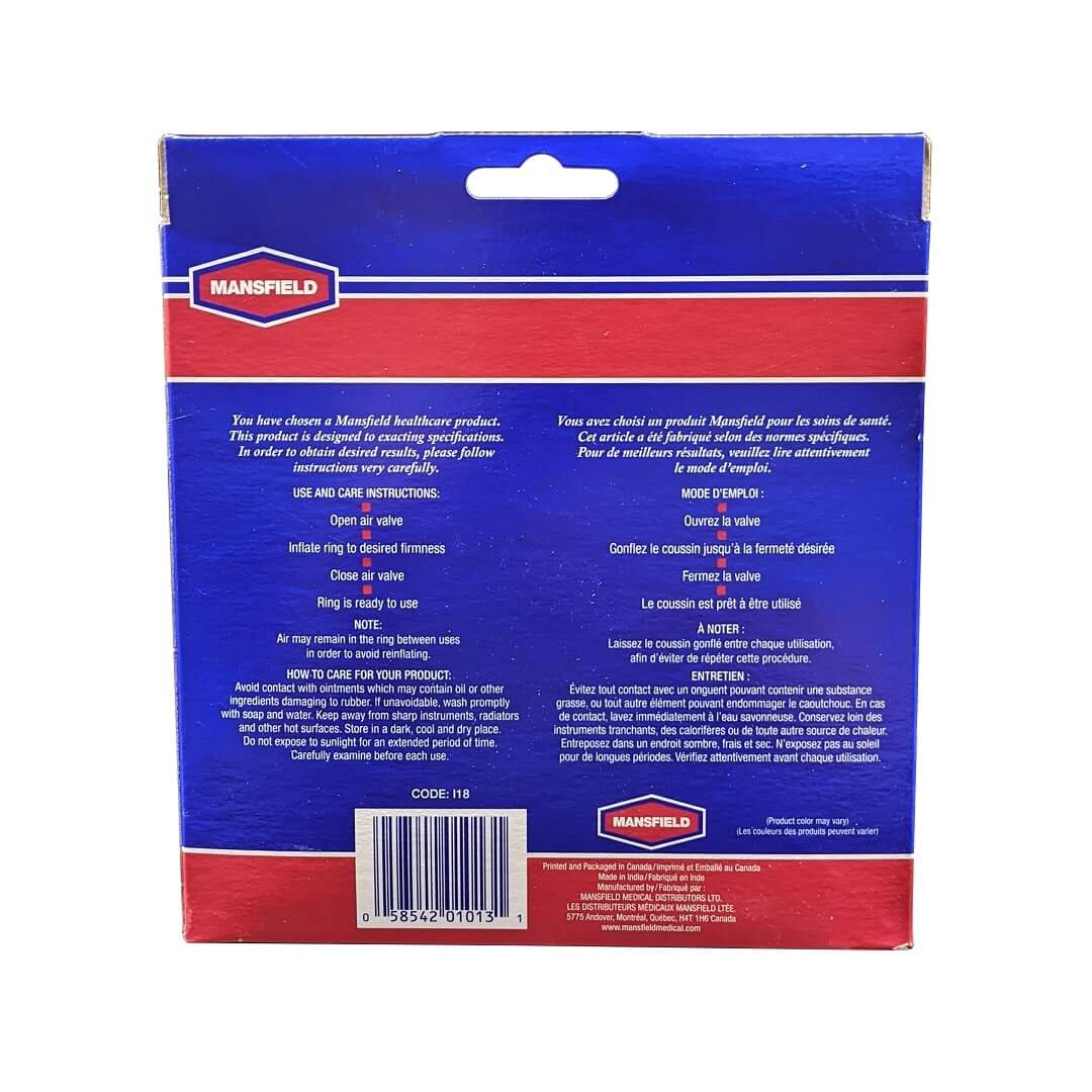 Description, use, and care instructions for Mansfield Inflatable Rubber Ring (45 cm)