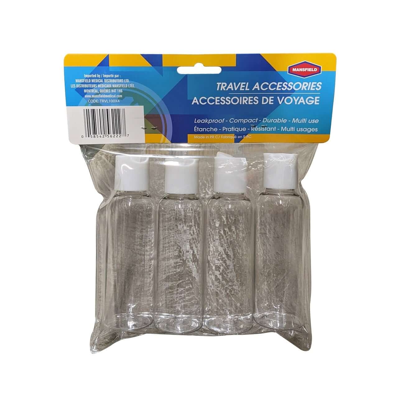 UPC for Mansfield Travel Bottles 4 x 100 mL