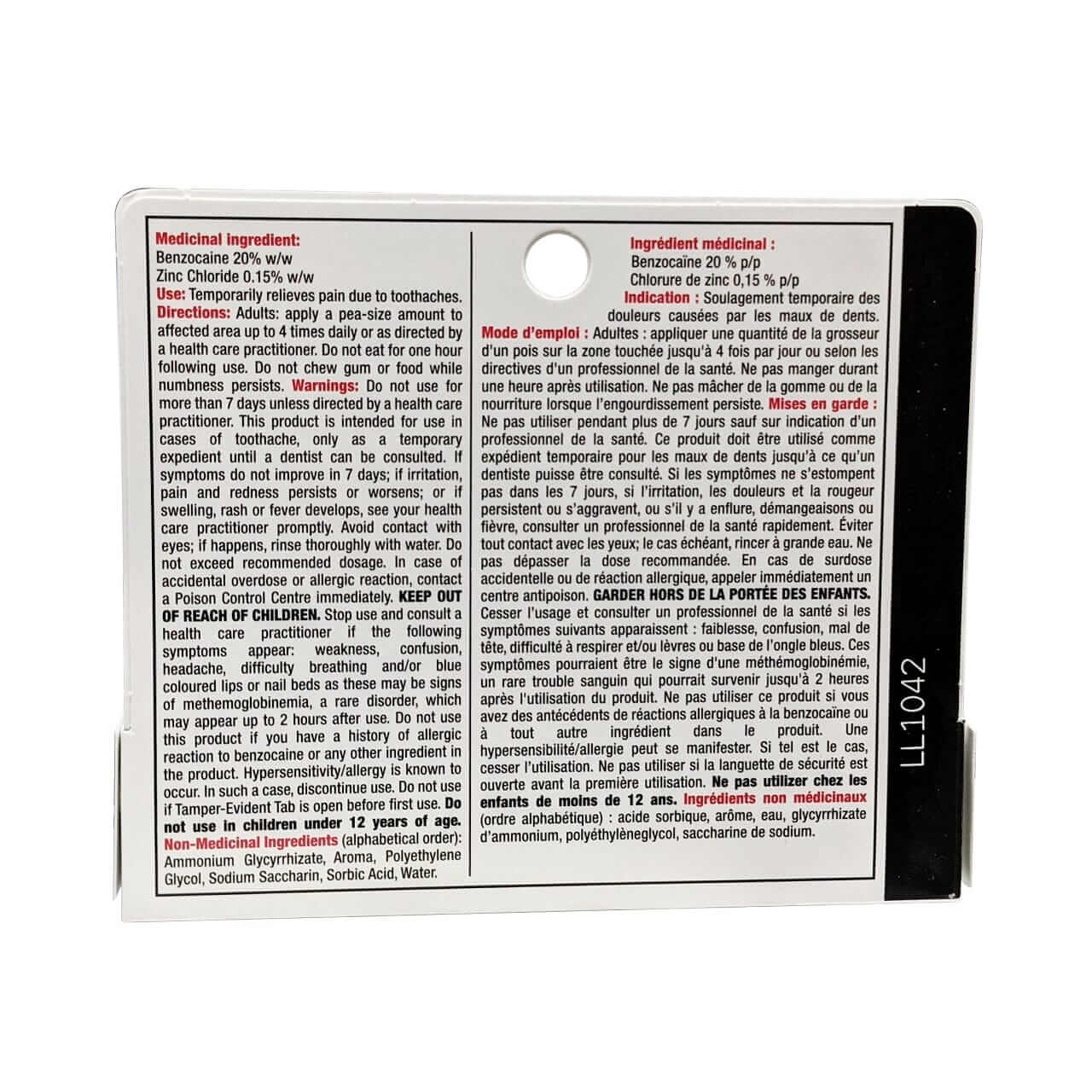 Ingredients, uses, directions, and warnings for Orajel Maximum Strength Fast-Acting Gel for Toothache Relief (9.5 grams)