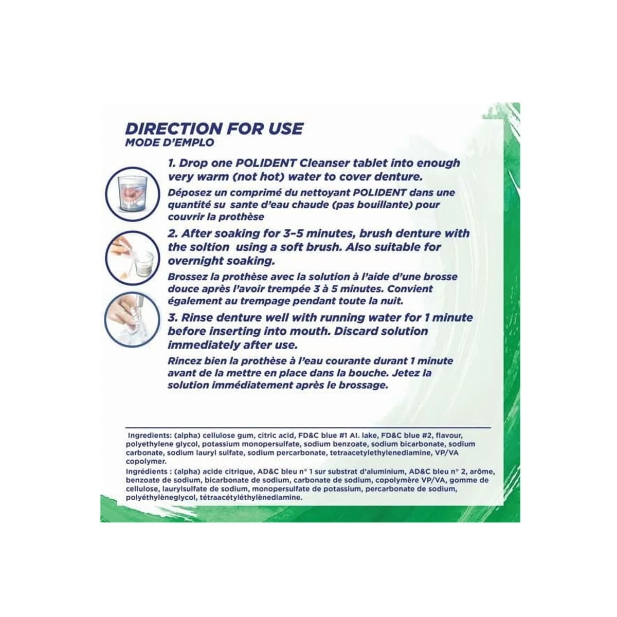 Polident Overnight Antibacterial Cleanser Triple Mint Fresh (40 tablets)