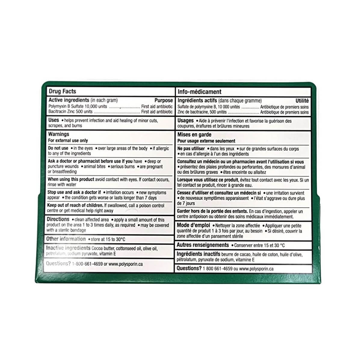 Ingredients, uses, warnings, directions for Polysporin Ointment Original (30 grams)