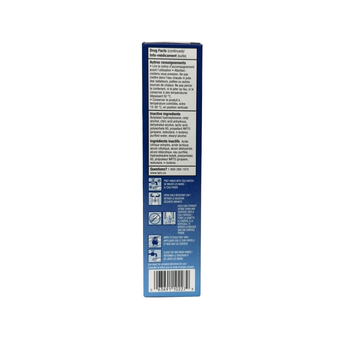 Ingredients for Taro Men's Minoxidil Foam Hair Regrowth Treatment (3 x 60 grams)