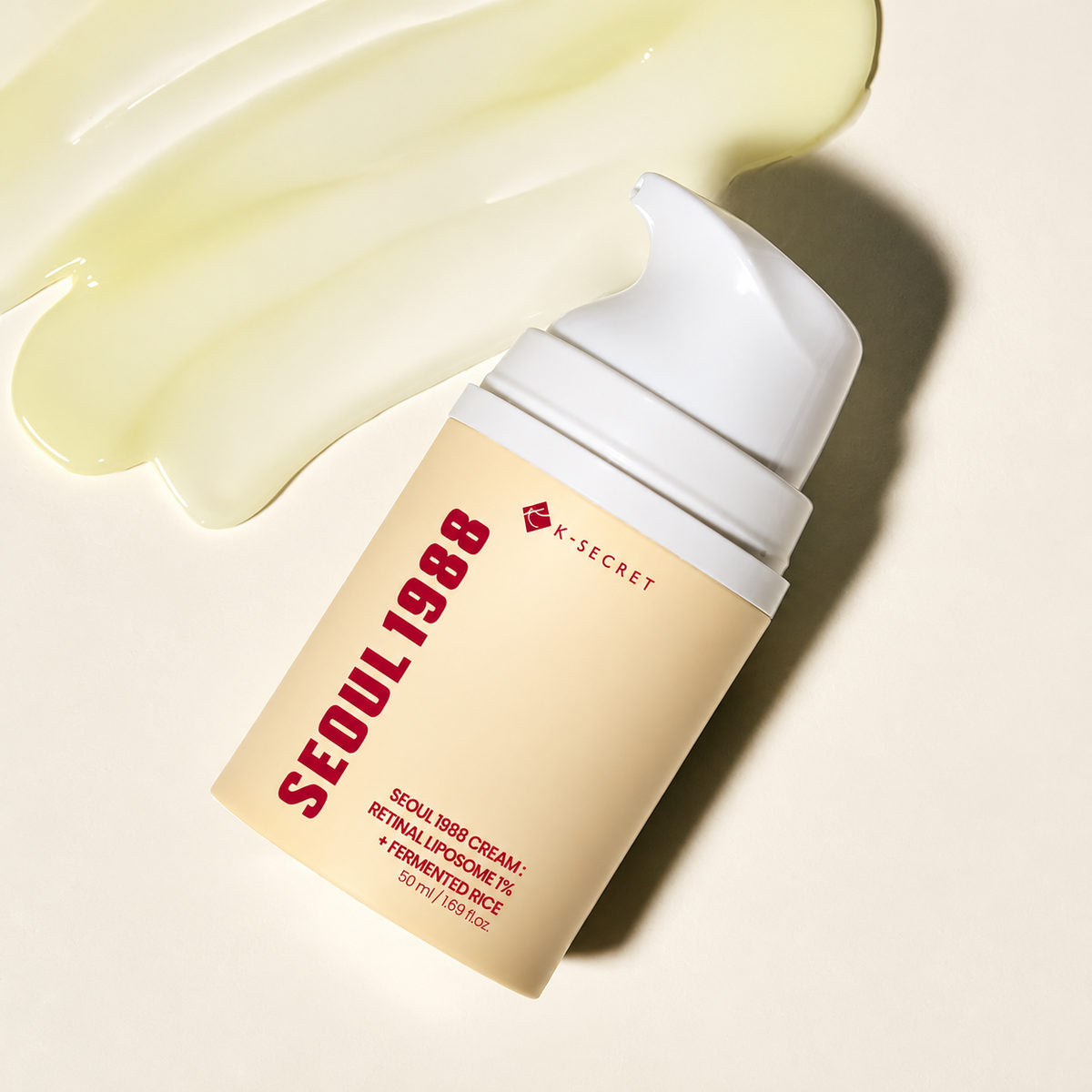 Graphic smear for K-SECRET SEOUL 1988 Cream Retinal Liposome 1% + Fermented Rice (50 mL)