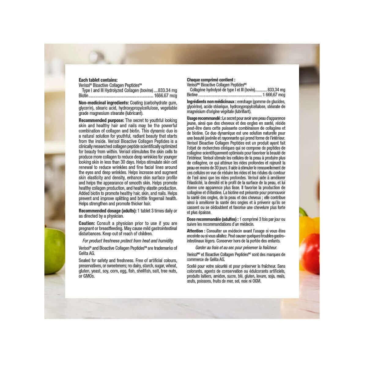 Ingredients, purpose, dosage, caution for webber naturals Collagen30 with Biotin for Skin, Hair, Nails (120 tablets)