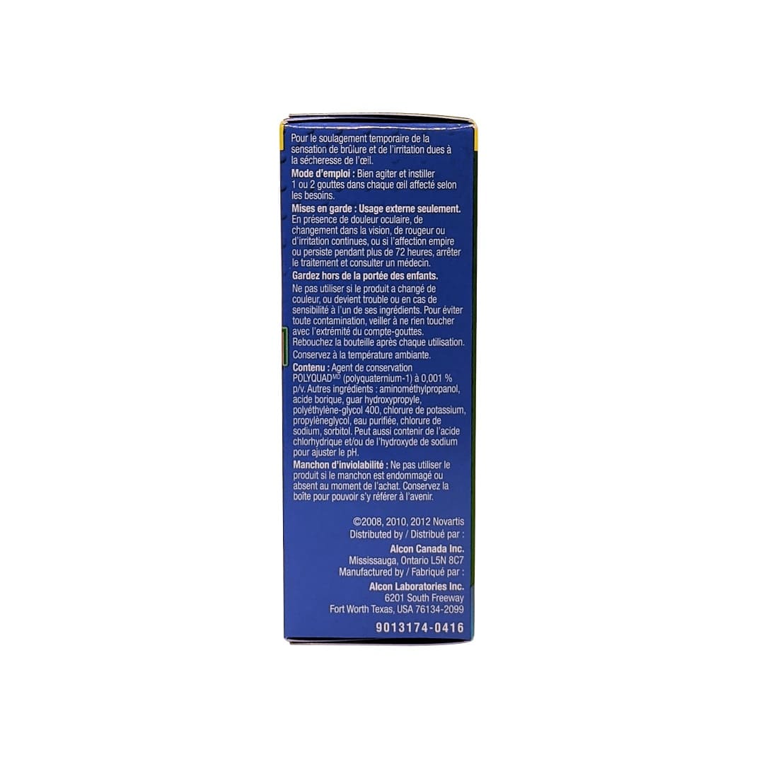 Uses, directions, ingredients, and warnings for Alcon Systane Ultra High Performance Lubricant Eye Drops (10 mL) in French