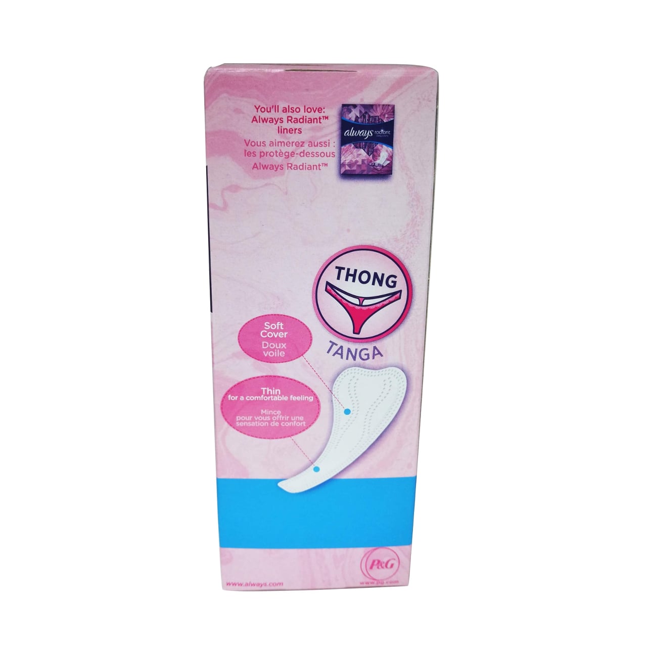 Product label for Always Daily Liners Thong Regular 2 of 2