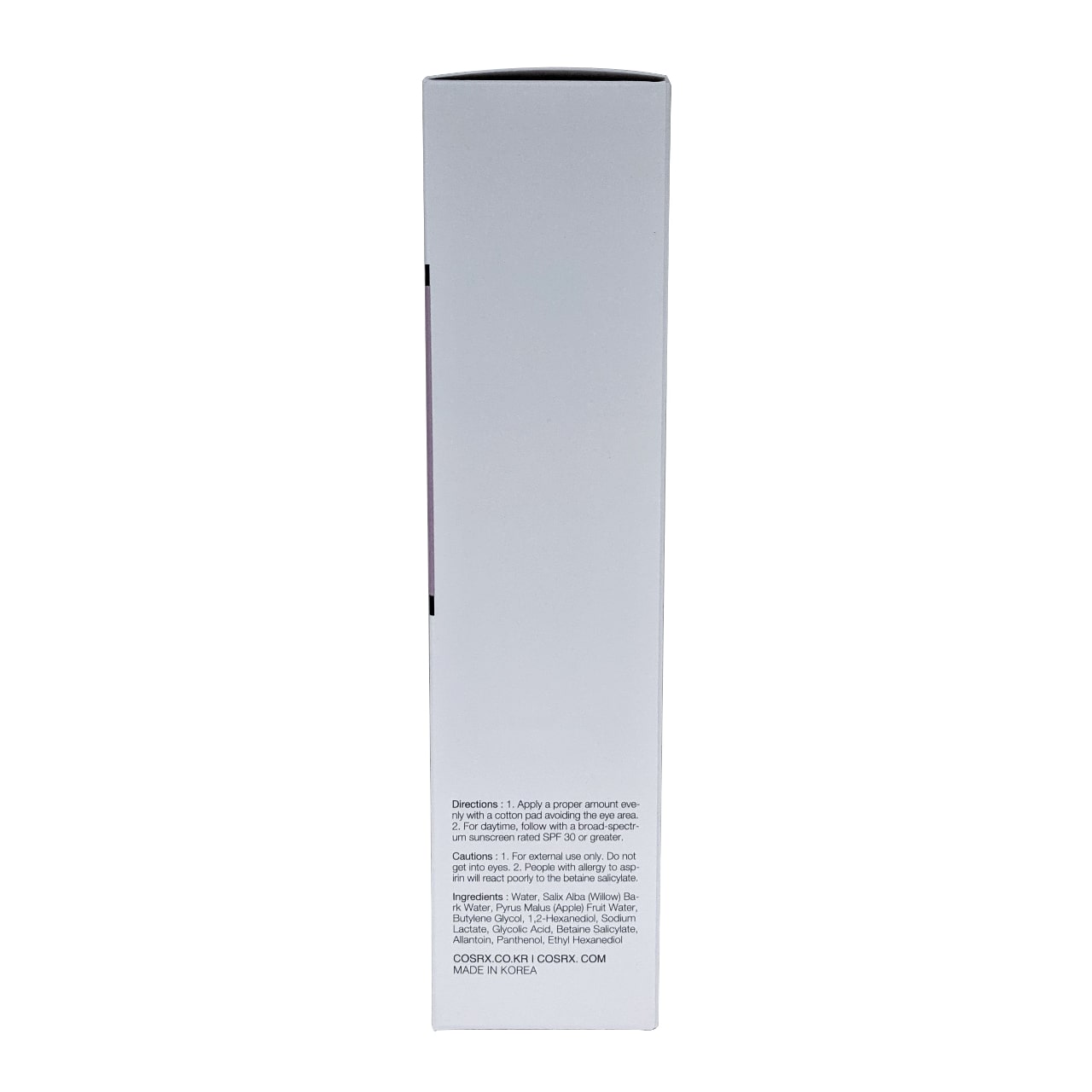Product details for COSRX AHA/BHA Clarifying Treatment Toner