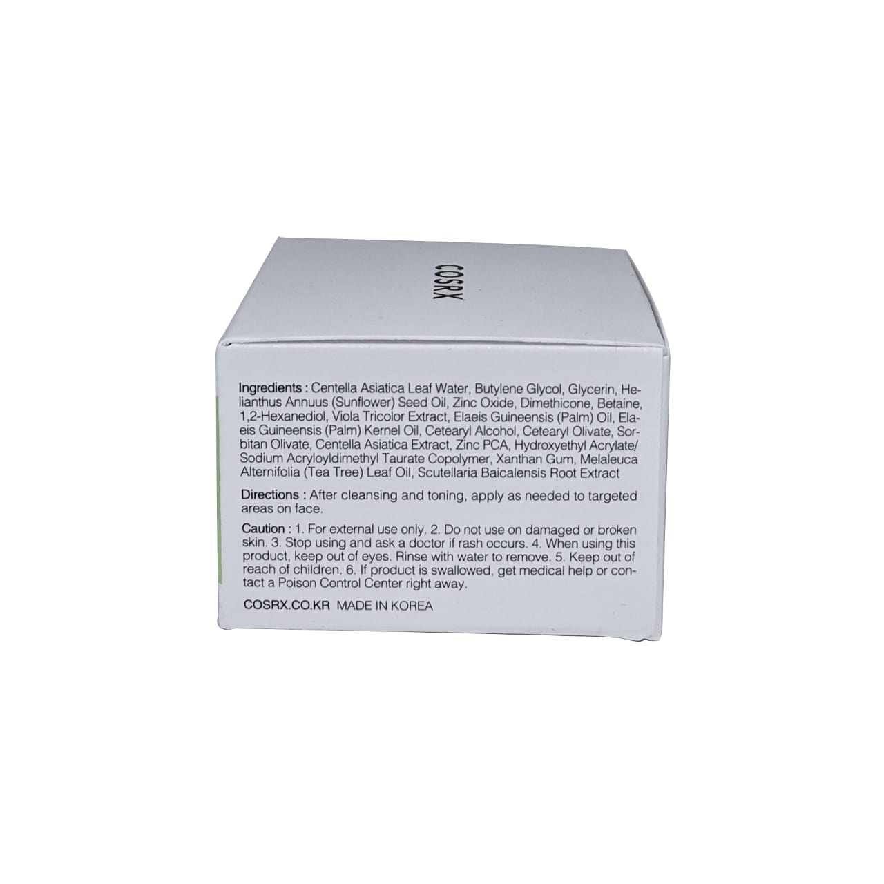 Ingredients, directions, and cautions for COSRX Centella Blemish Cream