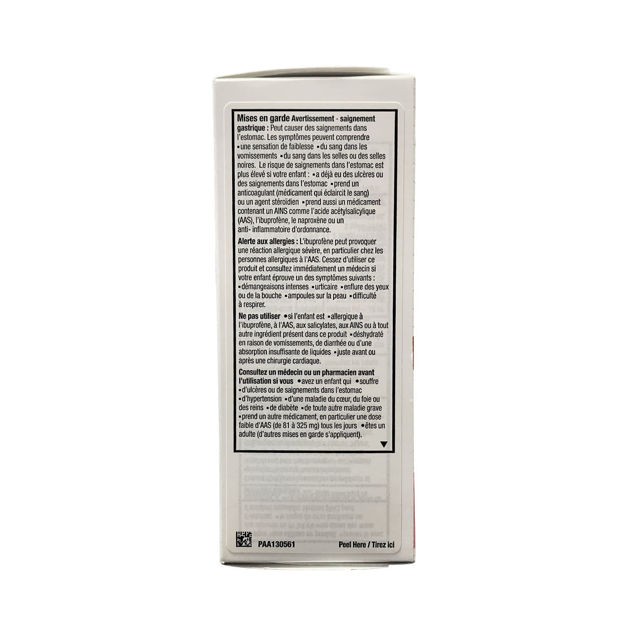 Warnings for Children's Advil Ibuprofen Fever and Pain Bubble Gum Flavour (Ages 2-12) (100 mL)