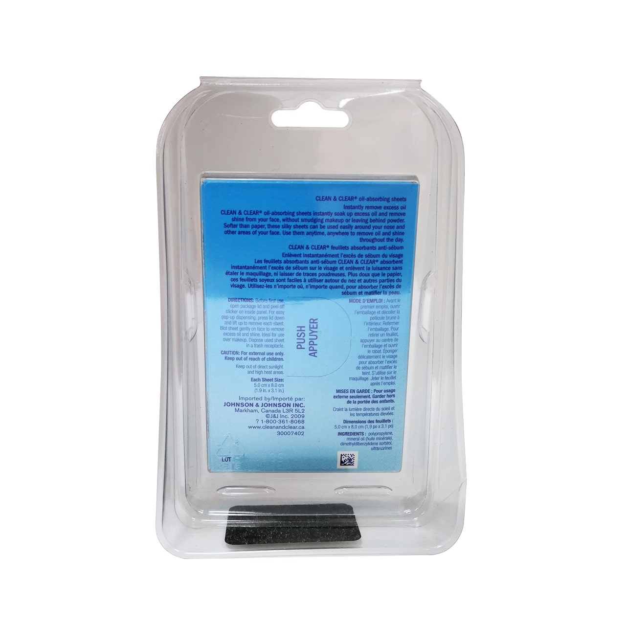 Description, ingredients, and directions for Clean & Clear Oil Absorbing Sheets (50 count)