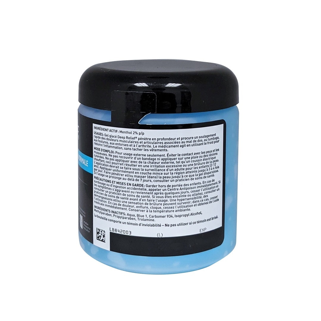 Ingredients, uses, directions, cautions for Deep Relief Regular Strength Pain Relief Gel (255 grams) in French