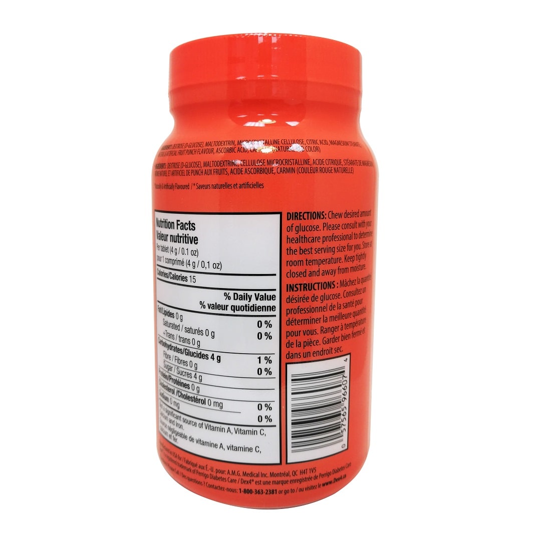 Ingredients, directions, and instructions for Dex4 Fast Acting Glucose Tablets Tropical Fruit Flavour (50 chewable tablets)
