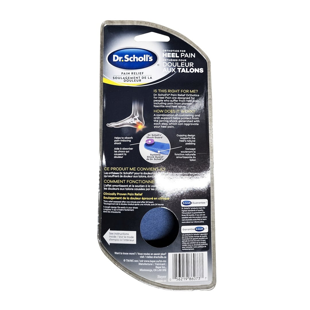 Product description and features for Dr. Scholl's Heel Pain Relief for Women (for Sz. 5-12) (1 pair)
