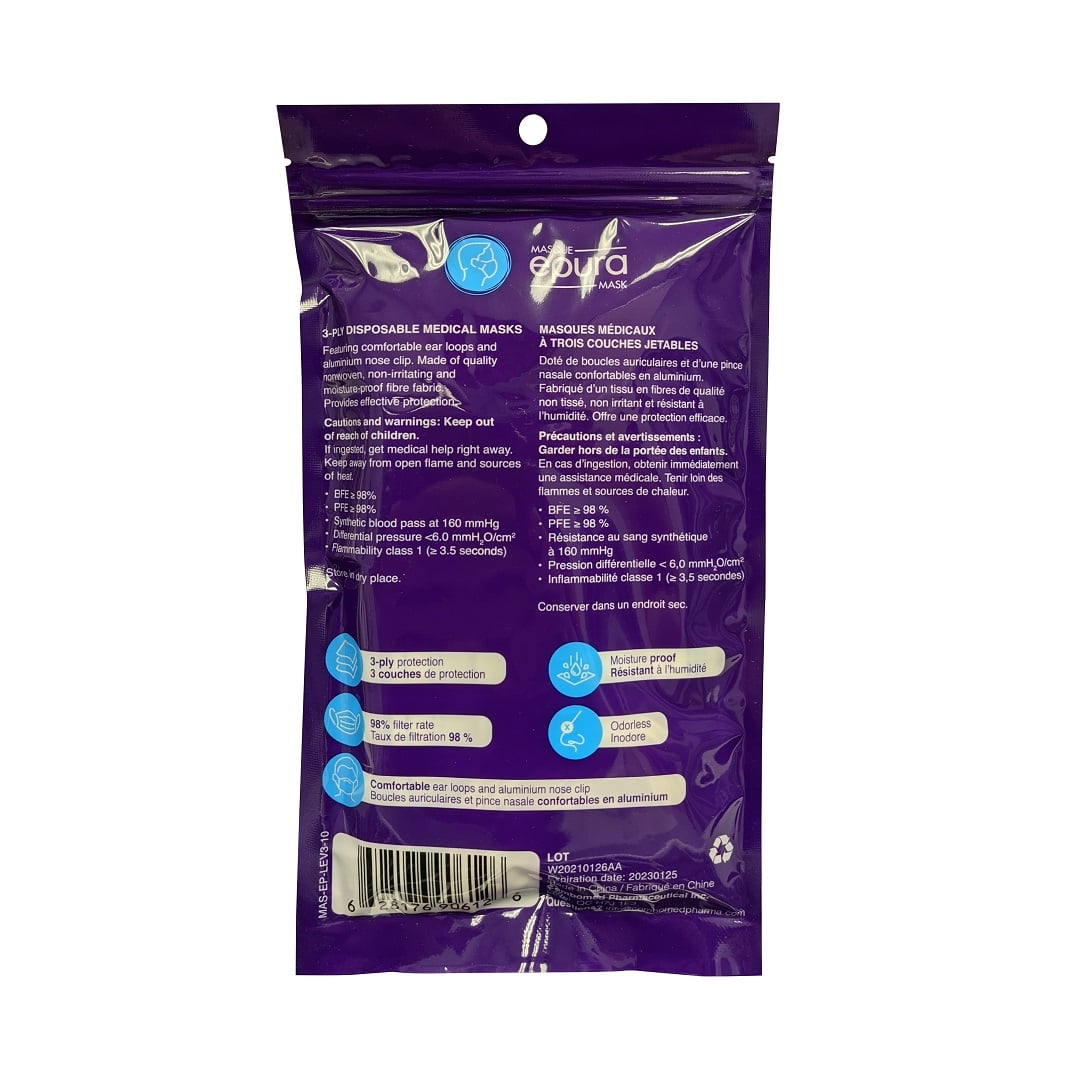 Description for Epura 3-ply Disposable Medical Masks (ASTM F2100-19 Level 3) (10 count)