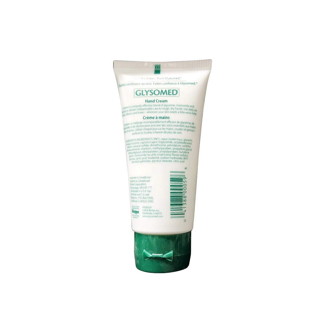 Description and ingredients for Glysomed Fragrance Free Hand Cream (50 mL)