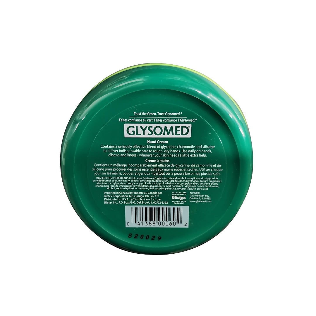 Description and ingredients for Glysomed Regular Hand Cream (150 mL)