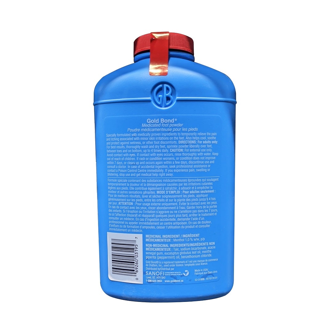 Description, directions, ingredients, warnings for Gold Bond Medicated Foot Powder Original Strength (283 grams)