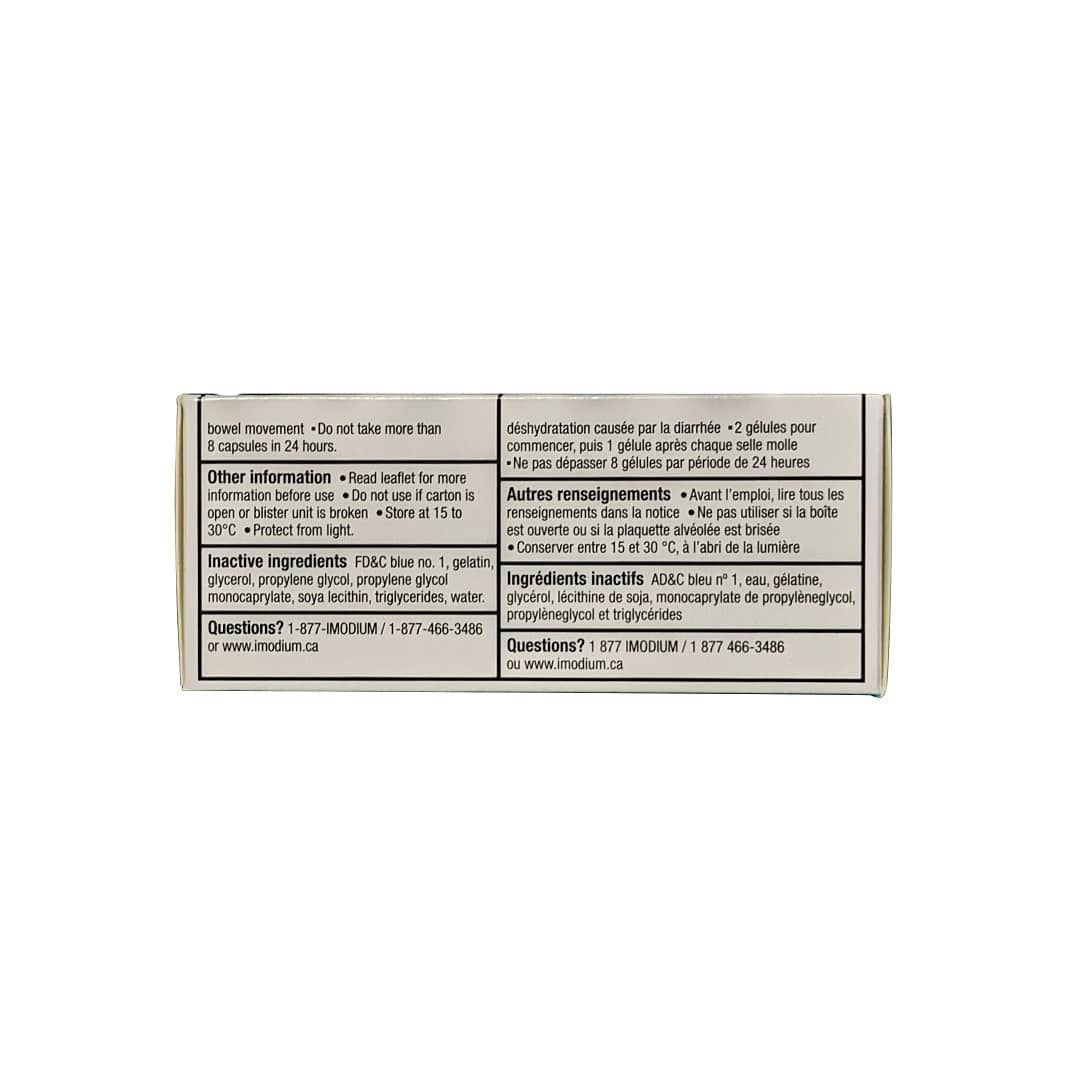 Ingredients for Imodium Loperamide Hydrochloride Liqui-Gels (6 capsules)