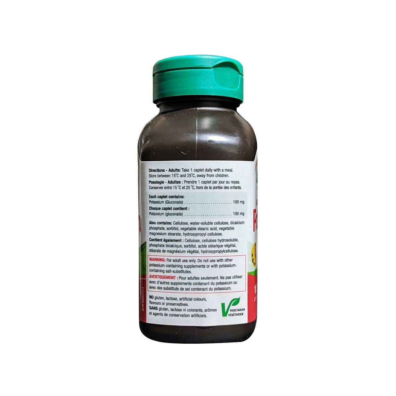 Directions, ingredients and warnings for Jamieson Potassium 100 mg Extra Strength Timed Release (100 caplets)