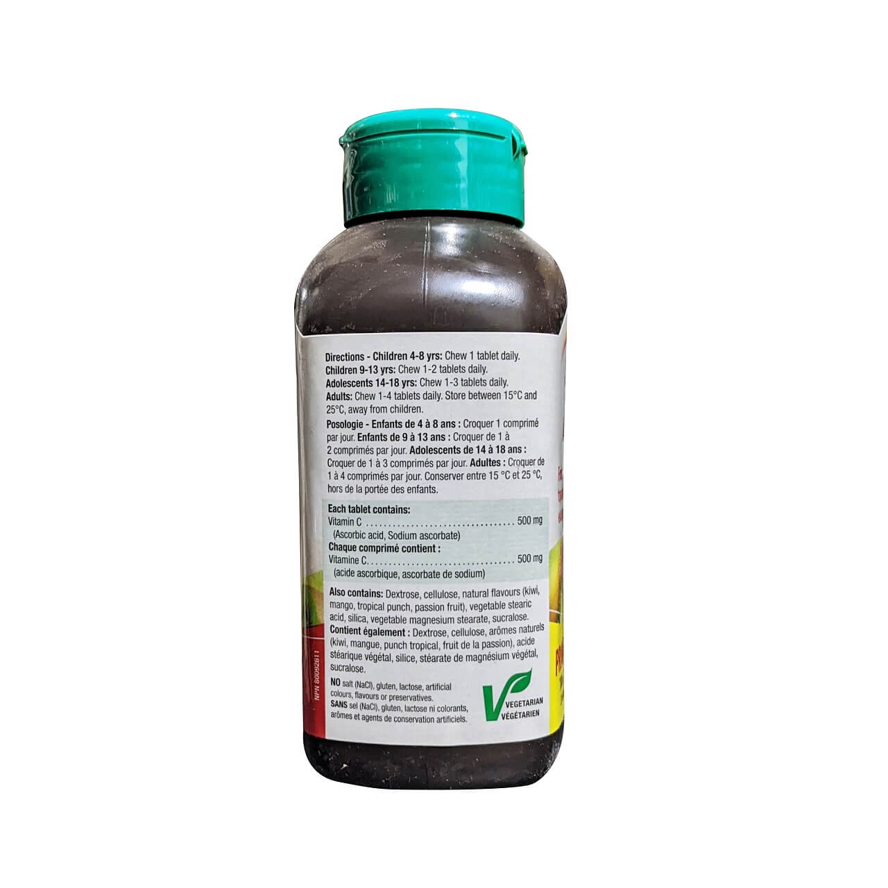 Directions and ingredients for Jamieson Vitamin C 500mg Chewables Exotic Tropical Fruit (120 tablets)