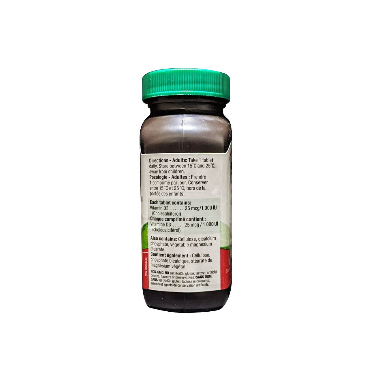 Directions and ingredients for Jamieson Vitamin D3 1000 IU (100 tablets)