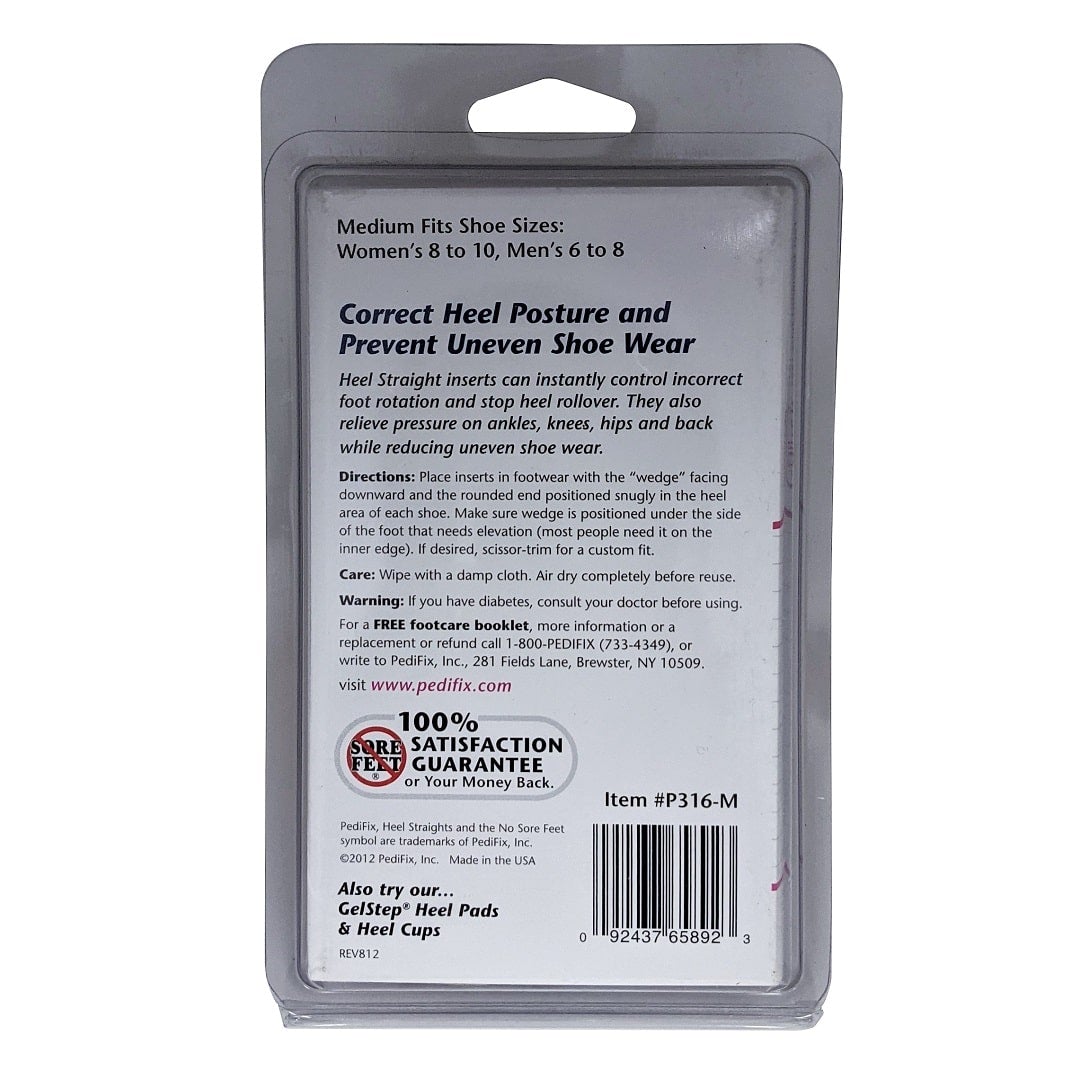 Description, directions, warnings for PediFix Heel Straights (medium)