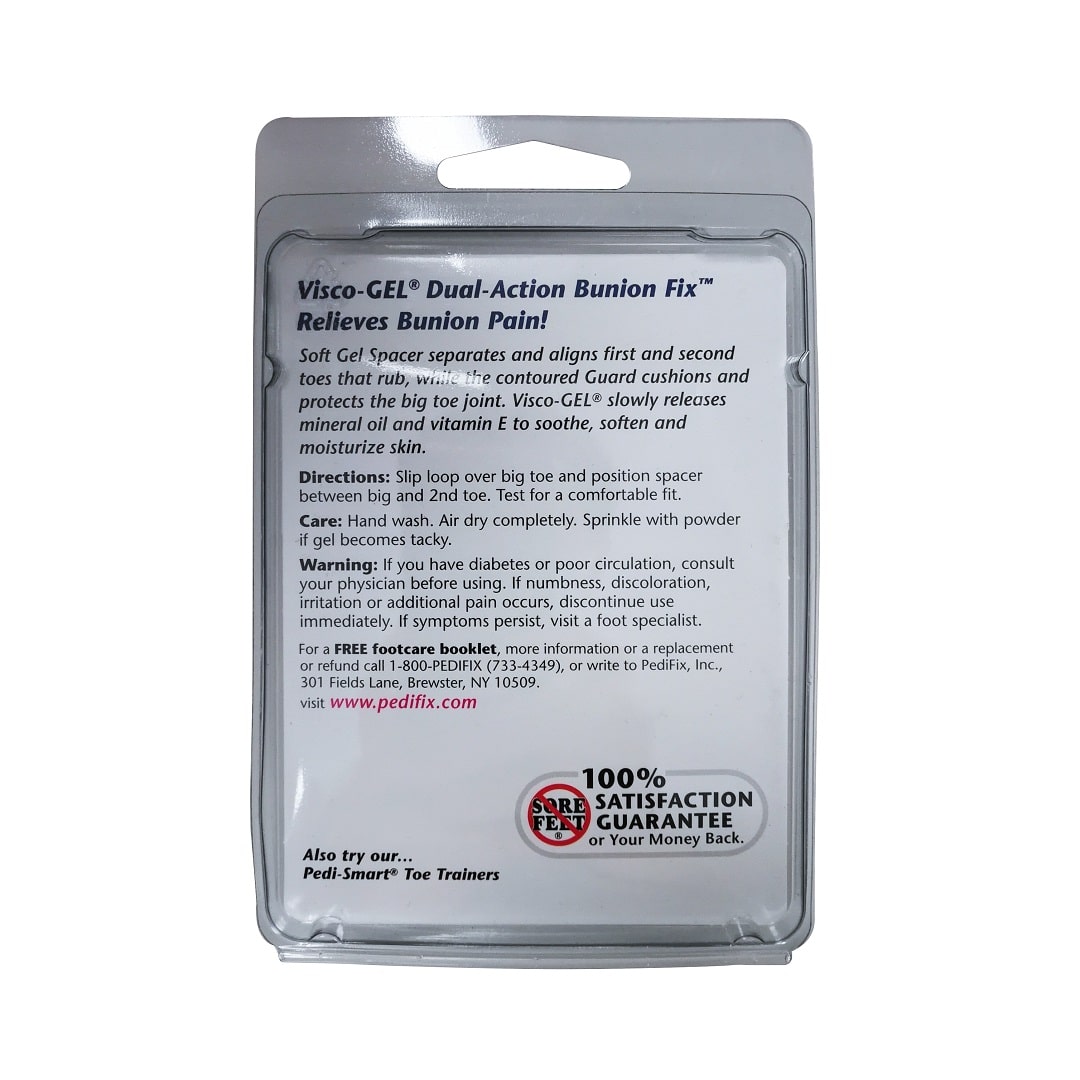 Description, directions, and warnings for PediFix Visco-Gel Dual-Action Bunion Fix