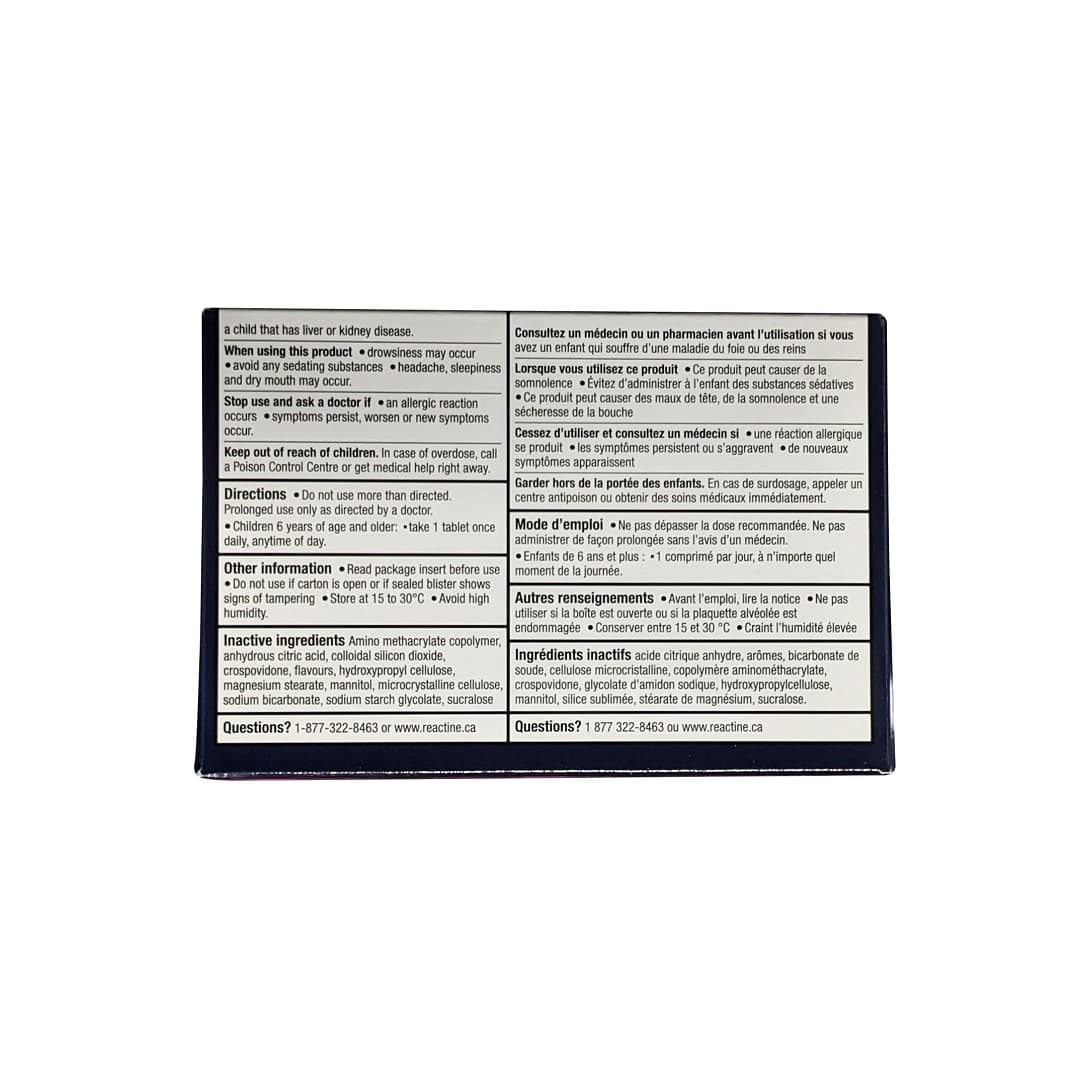 Warnings for Reactine Junior Fast Melt Fruit Burst Flavour (24 tablets)