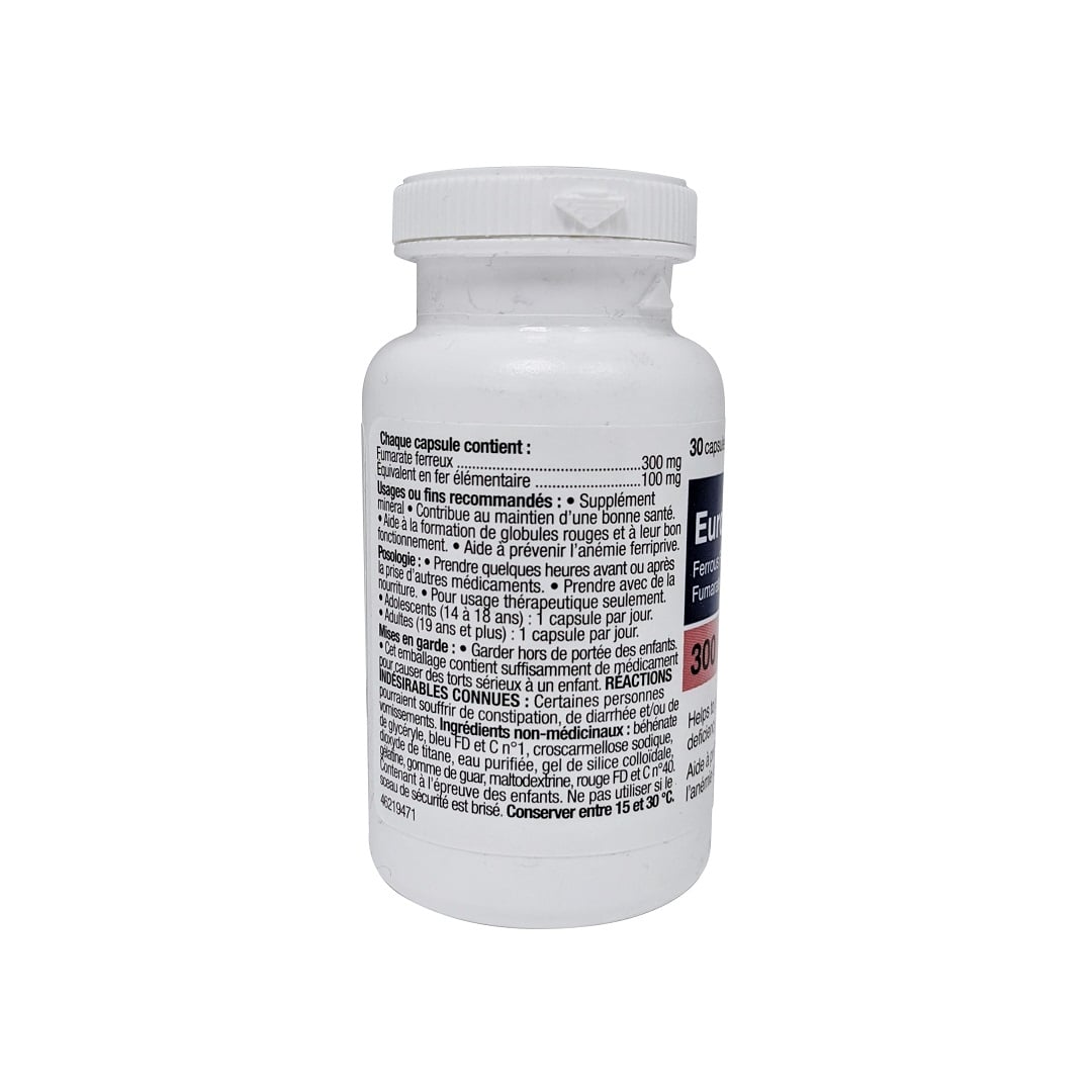 Ingredients, uses, dosage, and warnings for Sandoz Euro-Fer 300mg (30 Capsules) in French