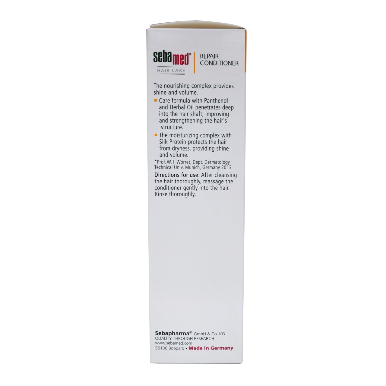 Product details and directions for Sebamed Hair Care Repair Conditioner