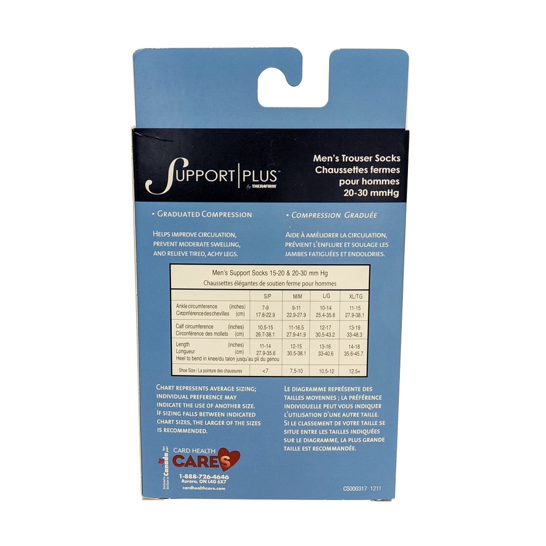 Support Plus by Therafirm 20-30 mmHg - Men's Trouser Socks / Black (Small)