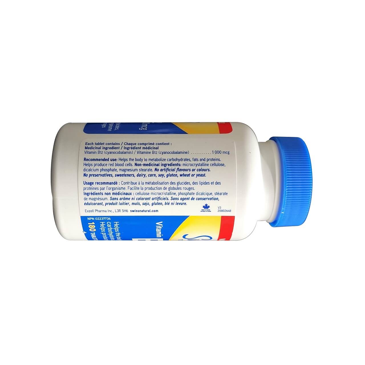 Swiss Natural Vitamin B12 1000 mcg (180 tablets)