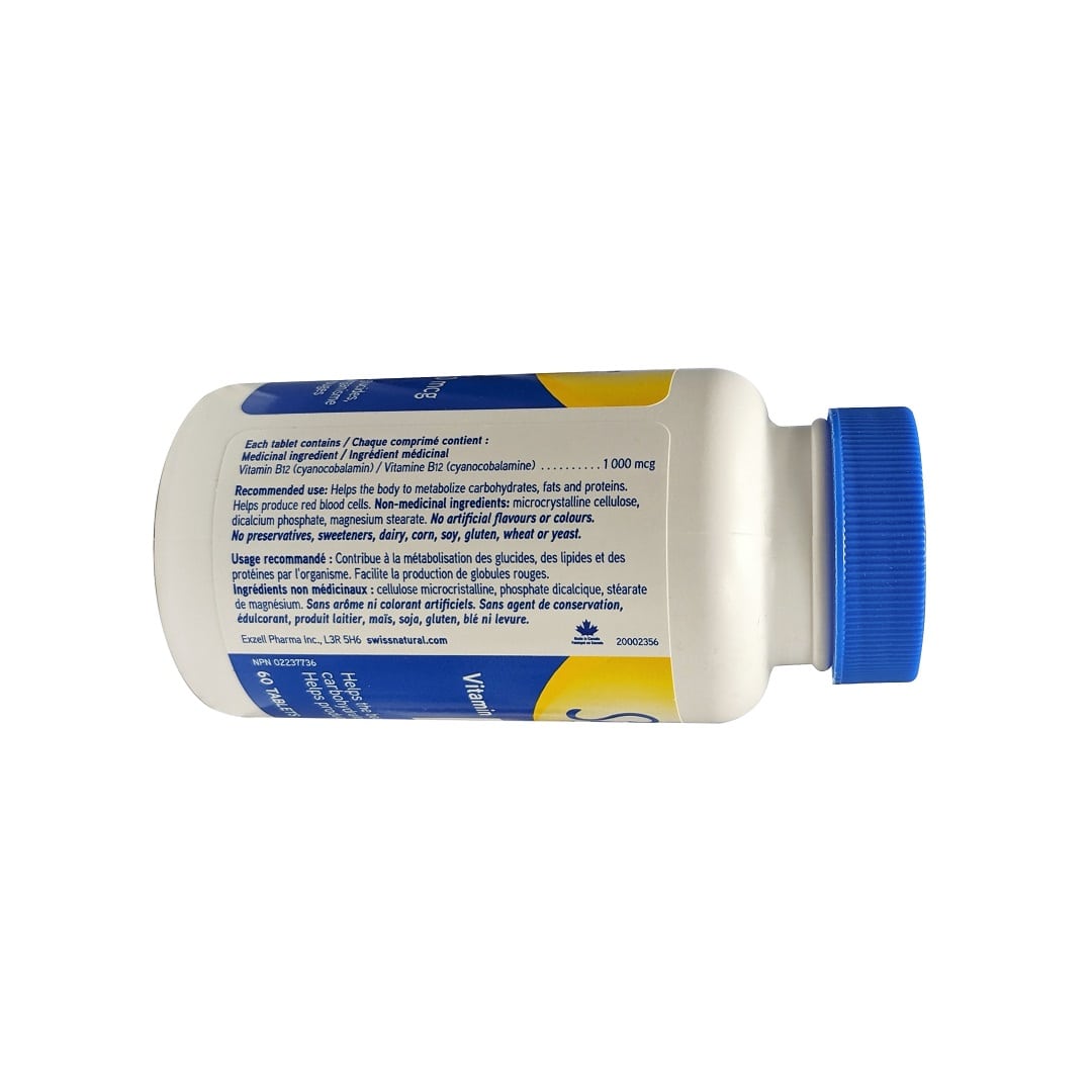 Ingredients and dose for Swiss Natural Vitamin B12 1000 mcg (60 tablets)