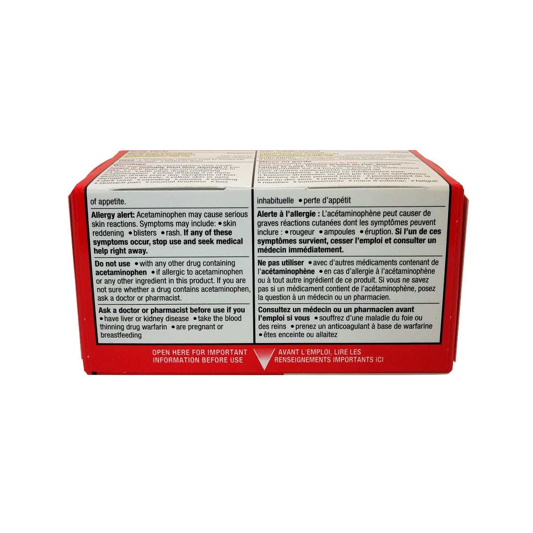 Ingredients, uses, and warnings for Tylenol Extra Strength Acetaminophen 500mg (eZ Tablets) 100 tabs 2 of 2