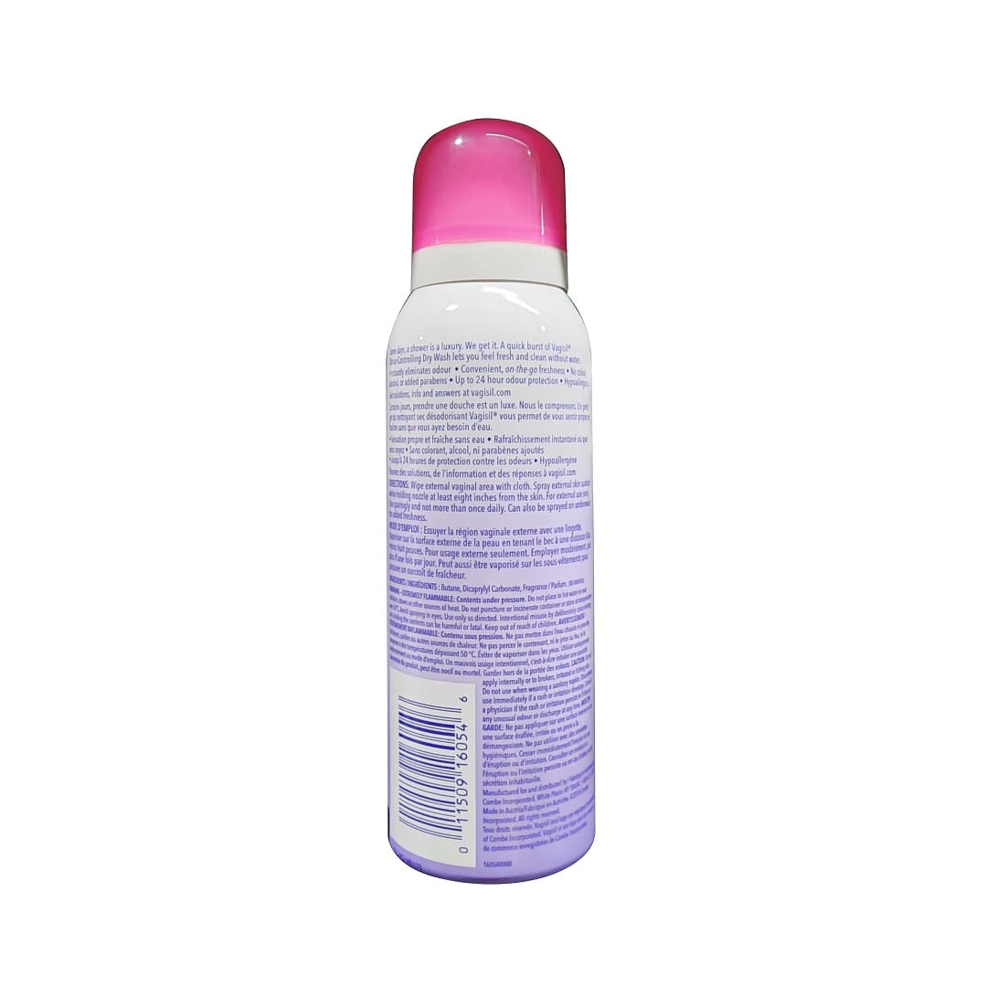 Description, directions, ingredients, warnings for Vagisil Odour-Controlling Dry Wash (125 mL)