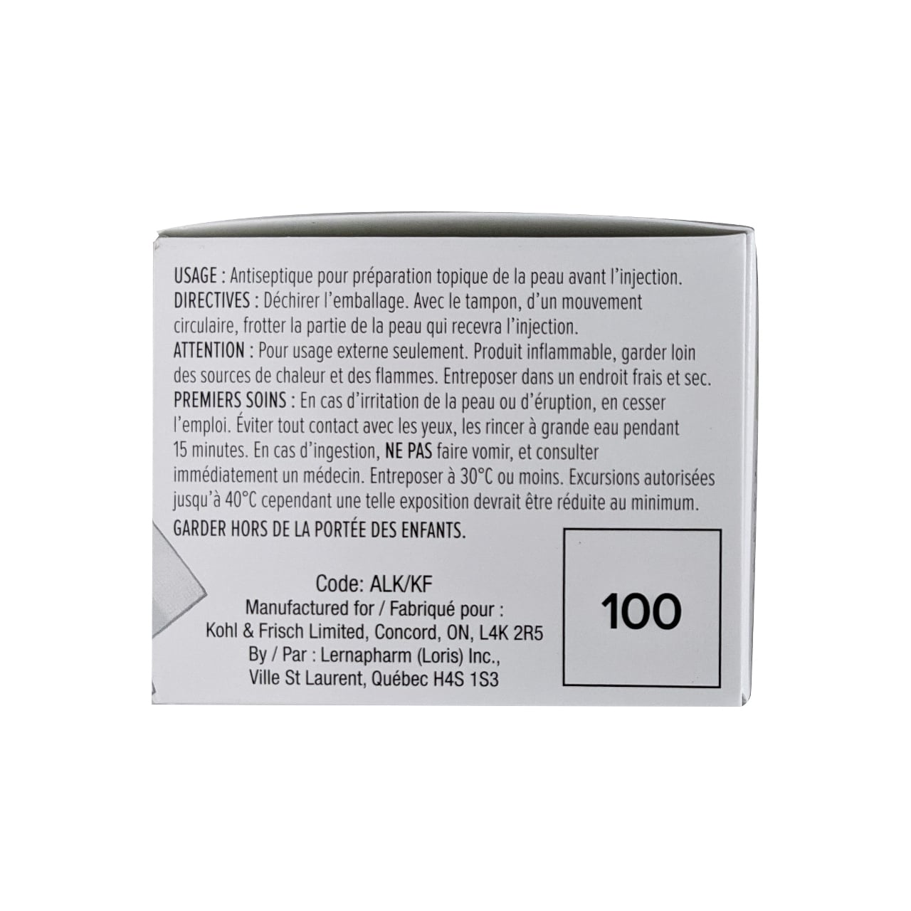 Use, directions, and cautions for health One Alcohol Swabs in French