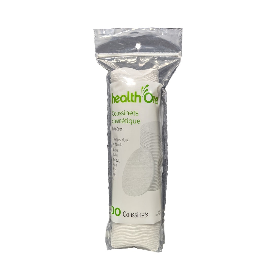 Product label for health One Cosmetic Pads (100 count) in French