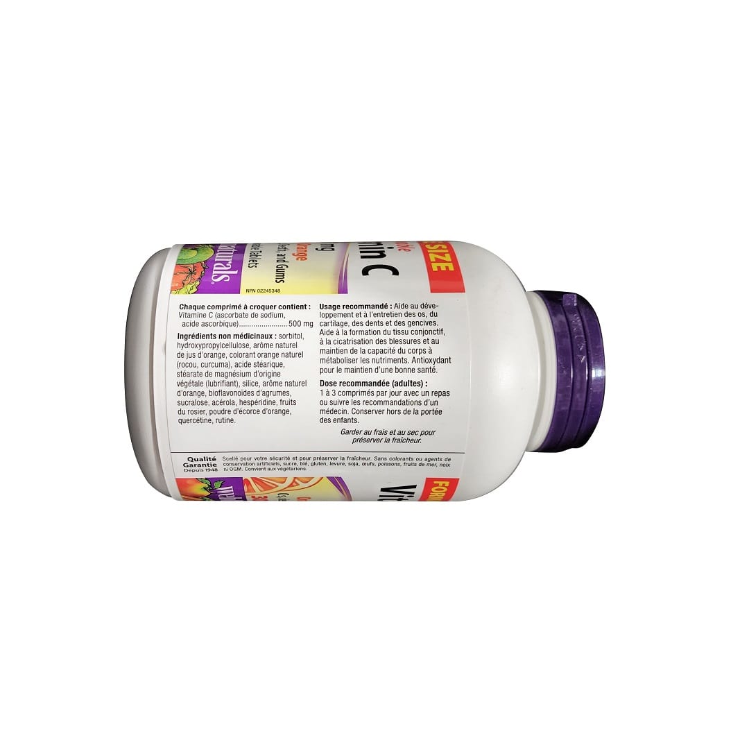 Ingredients, purpose, dose for webber naturals Vitamin C Chewables 500 mg (120 tablets) (Value Size) in French