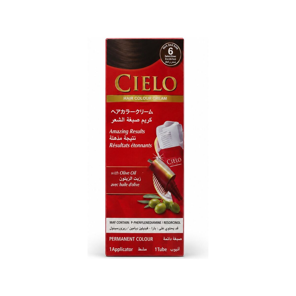 Cielo Hair Colour Cream No. 6 Darkest Brown – package view 2