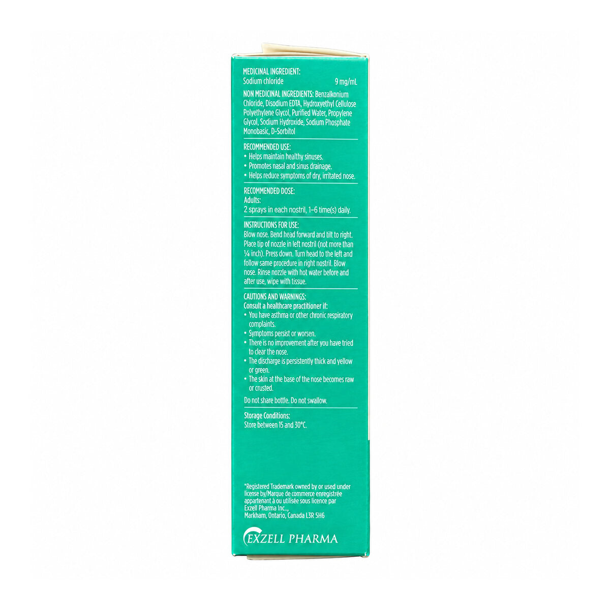 Salinex Nasal Lubricant Spray (30 mL) - Ingredients, Dose, Instructions, Warnings EN