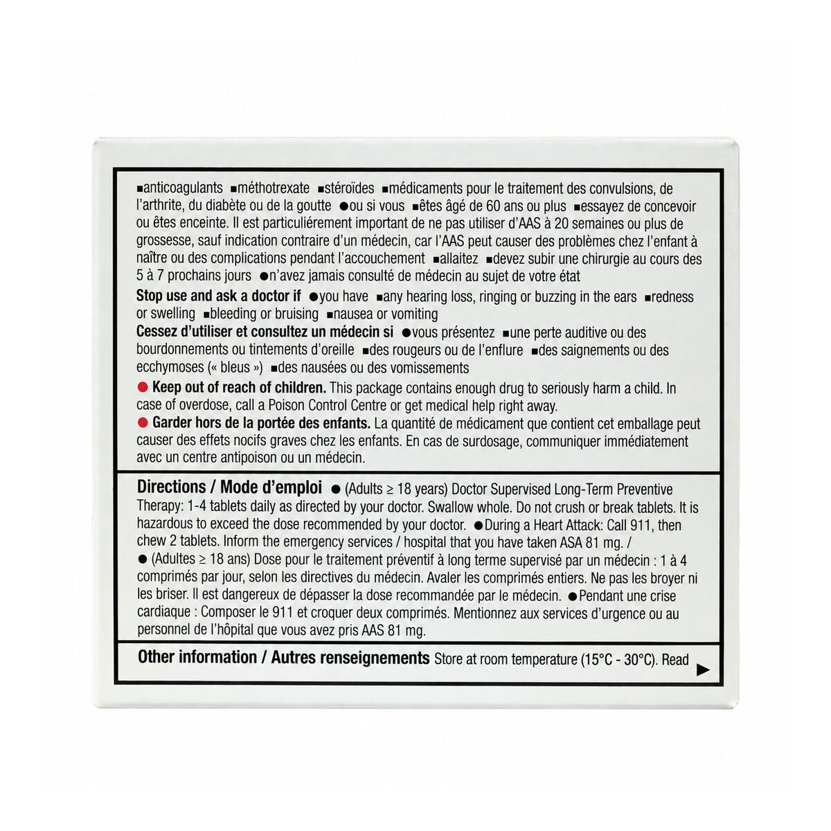 health One Acetylsalicylic Acid 81mg Delayed Release Tablets (180 tablets) - 3 Directions