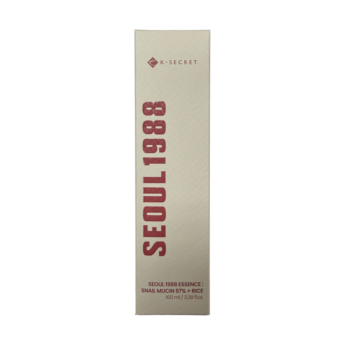 K-SECRET SEOUL 1988 Essence Snail Mucin 97% + Rice (100 mL) — carton front